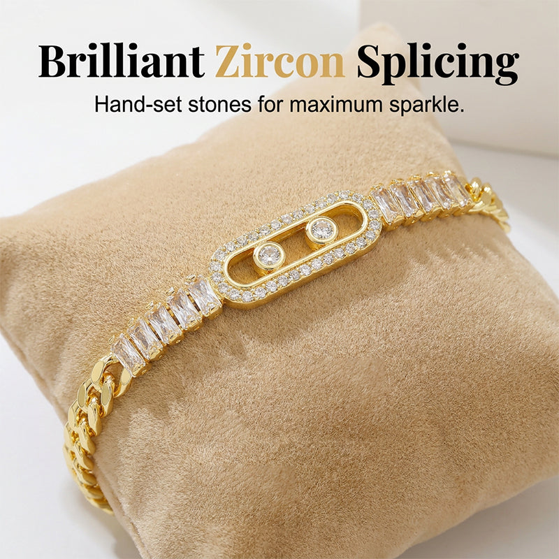 ✨ Bracciale con catena in zircone cubico color oro