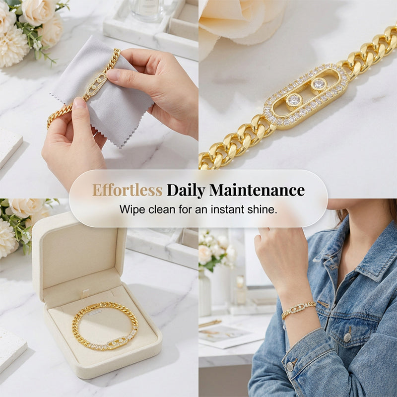 ✨ Bracciale con catena in zircone cubico color oro