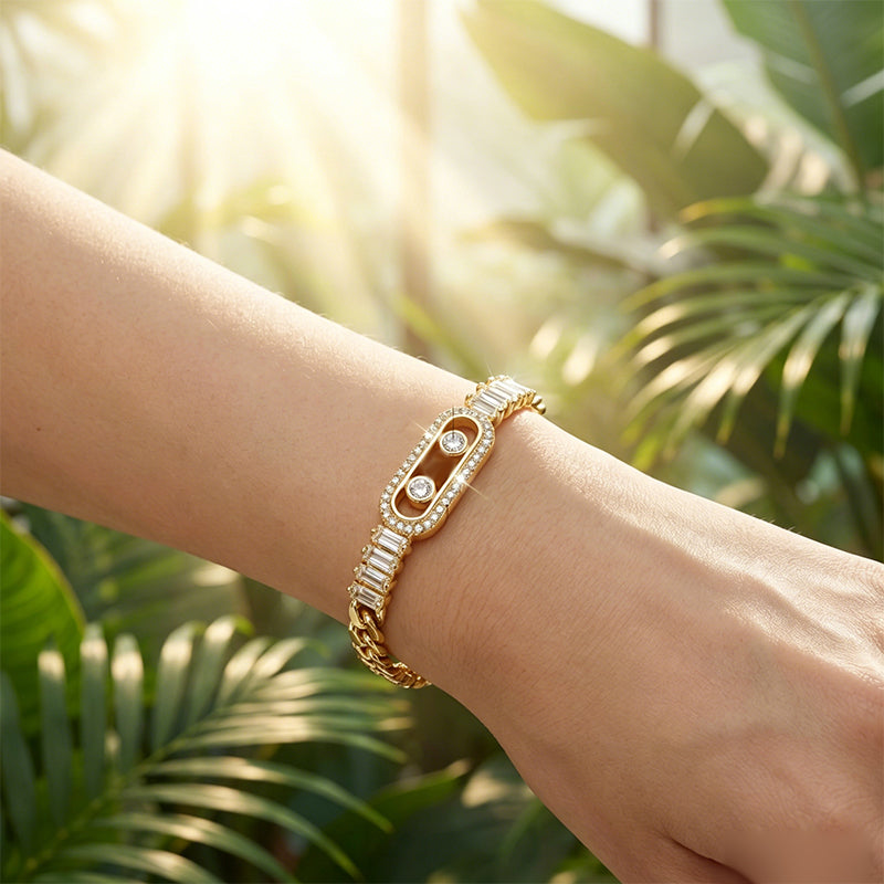 ✨ Bracciale con catena in zircone cubico color oro