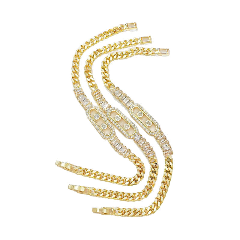 ✨ Bracciale con catena in zircone cubico color oro