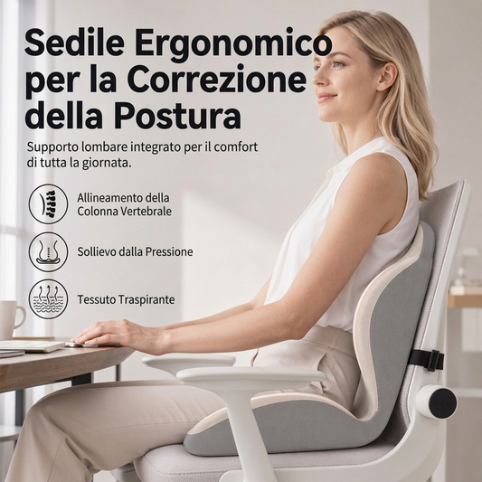 🔥 SCONTO DEL 50% | Cuscino ergonomico in memory foam con supporto lombare – Comfort per ufficio, auto e casa