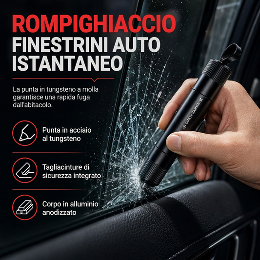 Mini Martello di Sicurezza Portatile per Auto e Rompi Vetri