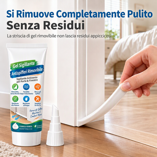 Sigillante Bianco Rimovibile per Fessure di Finestre e Porte, Parabrezza Antivento con Raschietto di Plastica