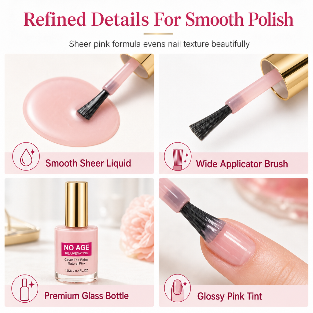 🔥50% DI SCONTO ORA! Base Levigante Unghie Rosa Naturale 12ml, Rivitalizzante, Nasconde Istantaneamente Le Strie Verticali Delle Unghie per Unghie Lucide E Sane