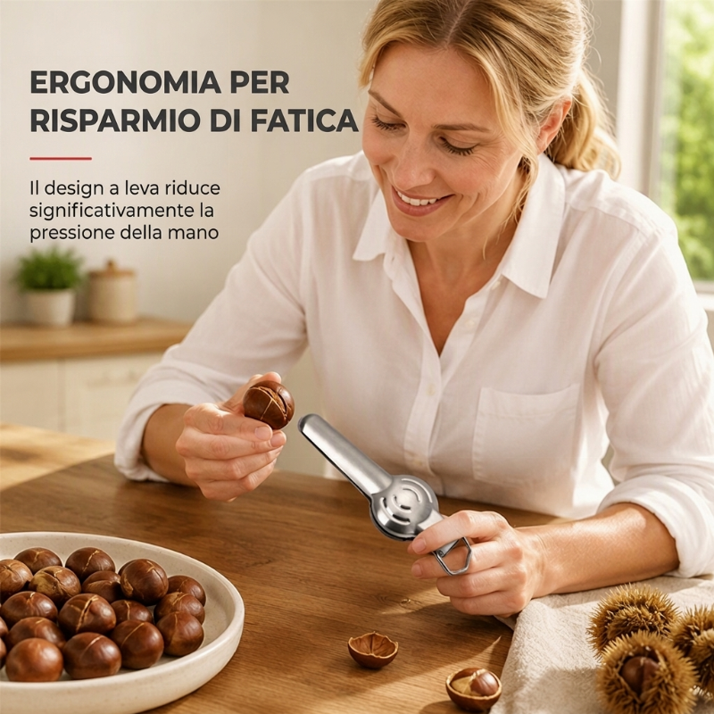 Schiaccianoci in Acciaio Inossidabile e Strumento per Sgusciare Castagne
