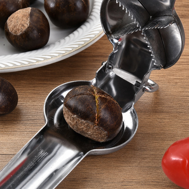 Schiaccianoci in Acciaio Inossidabile e Strumento per Sgusciare Castagne
