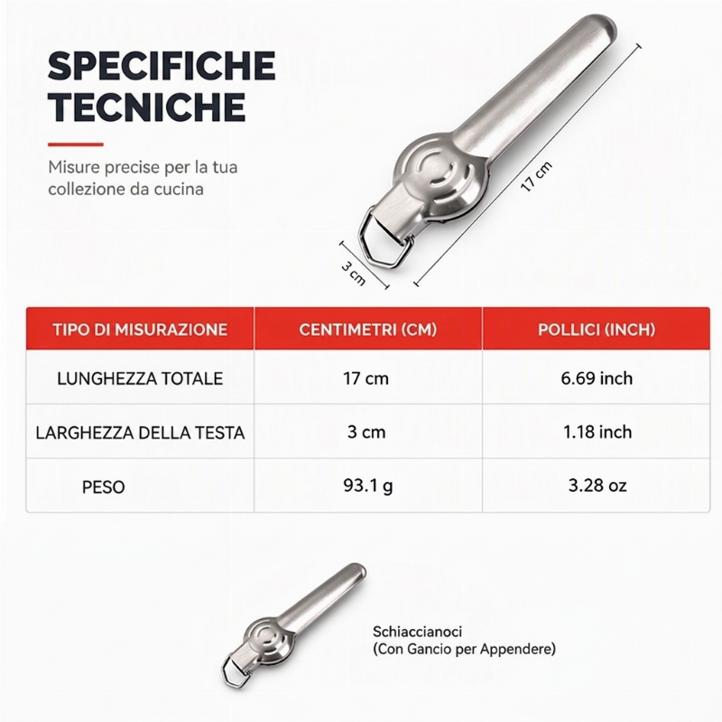 Schiaccianoci in Acciaio Inossidabile e Strumento per Sgusciare Castagne
