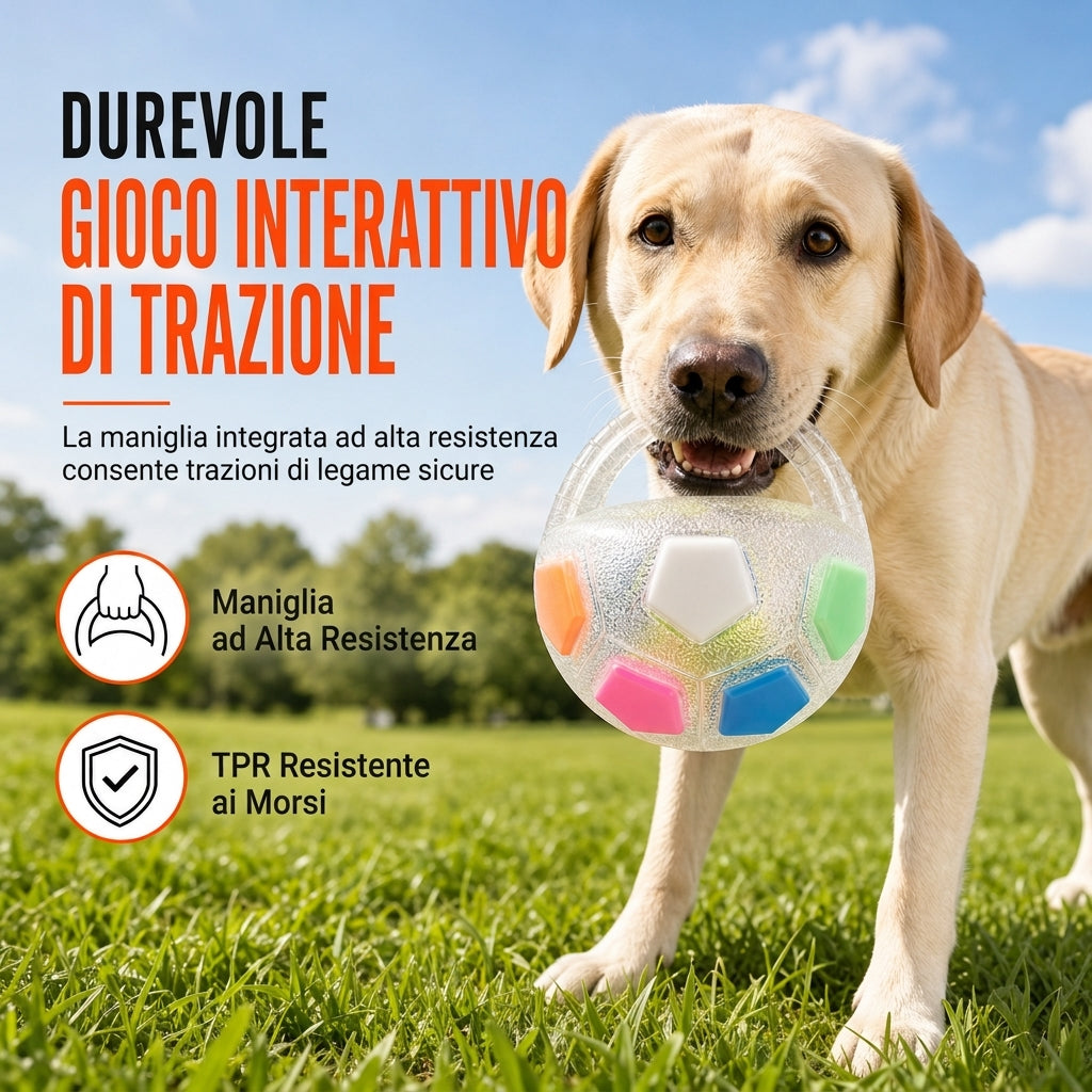 Pallone da calcio interattivo per cani con anse
