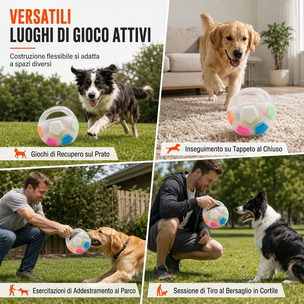 Pallone da calcio interattivo per cani con anse