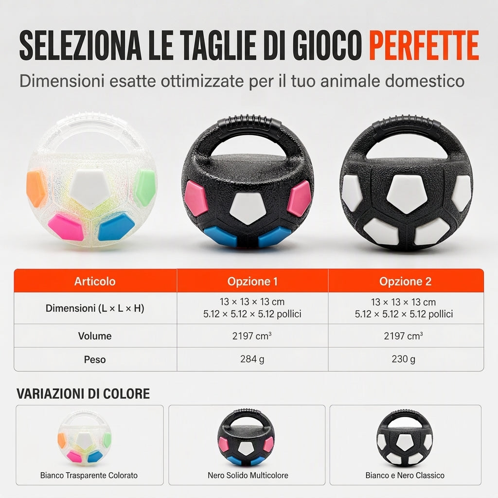 Pallone da calcio interattivo per cani con anse