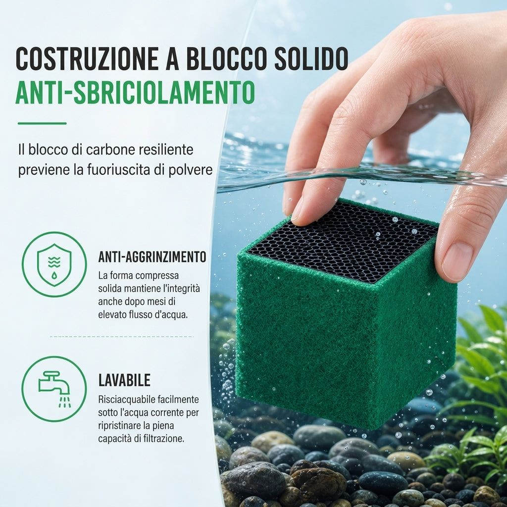 Filtro a carbone attivo cubo per purificazione dell'acqua dell'acquario