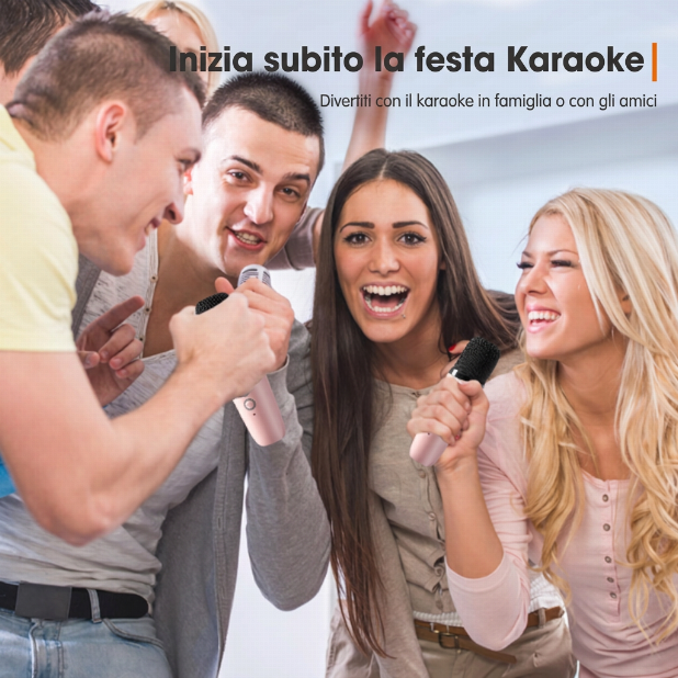 Mini Macchina per Karaoke per Bambini con Microfoni Wireless