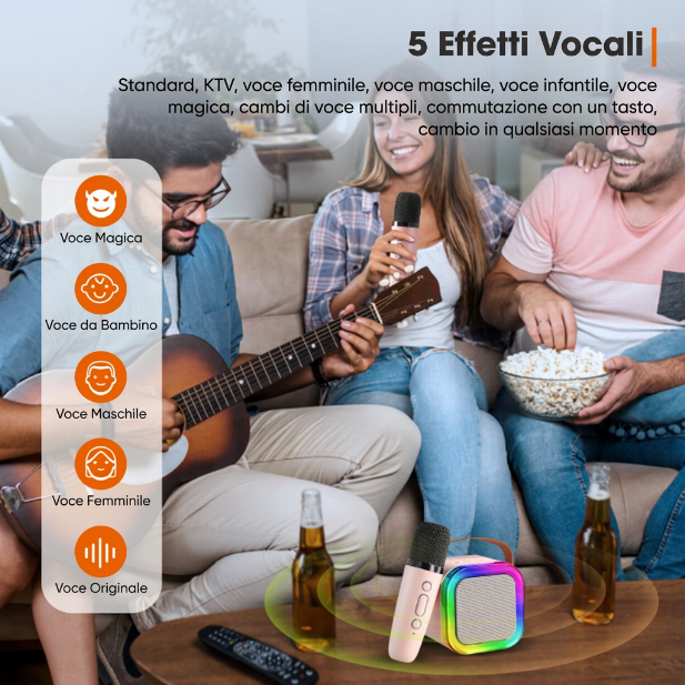 Mini Macchina per Karaoke per Bambini con Microfoni Wireless