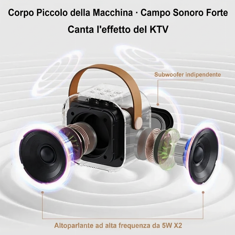 Mini Macchina per Karaoke per Bambini con Microfoni Wireless