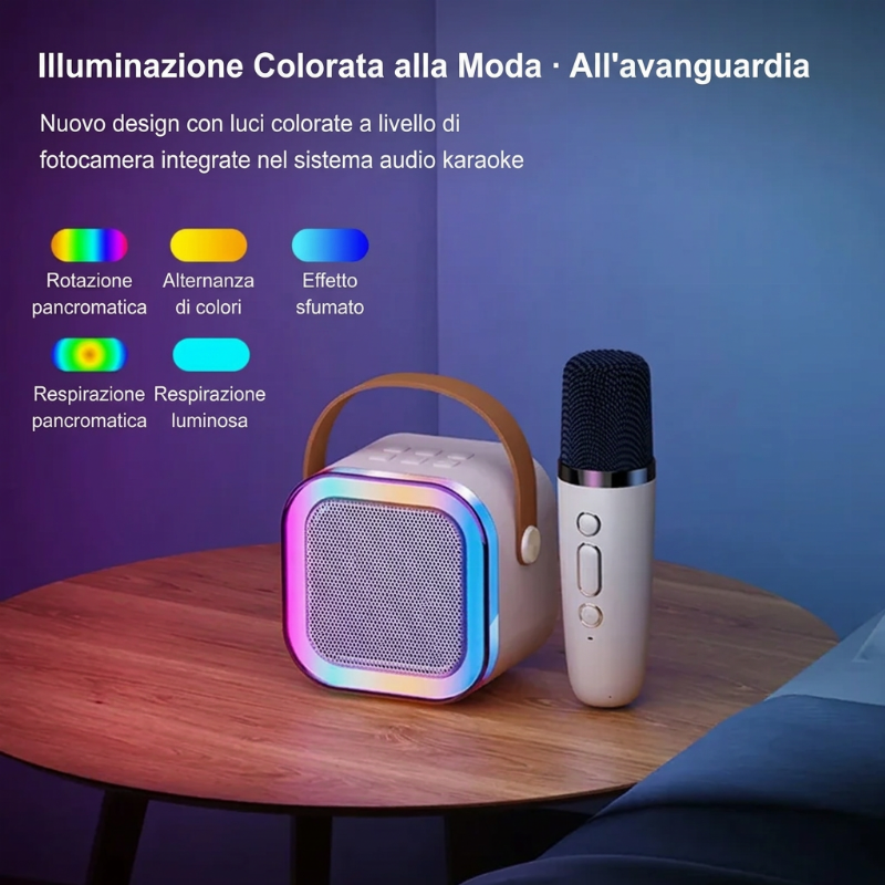 Mini Macchina per Karaoke per Bambini con Microfoni Wireless