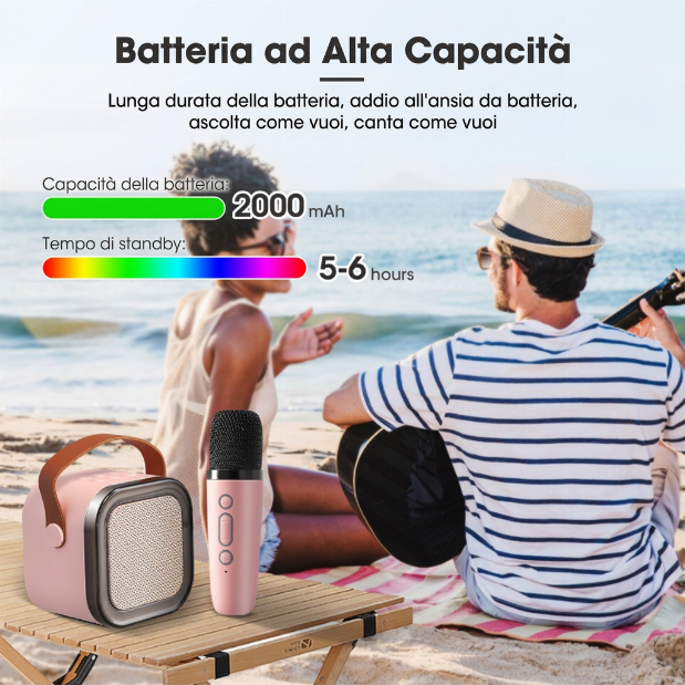 Mini Macchina per Karaoke per Bambini con Microfoni Wireless