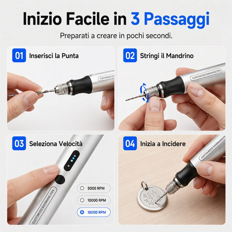 🖊️ Mini penna per incisione elettrica cordless – Strumento di incisione di precisione portatile