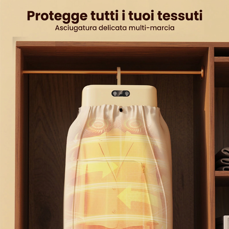 👕💨 Asciugabiancheria portatile – Sconto del 50%! Riscaldamento PTC da 600W, flusso d'aria delicato a 360°, eliminazione del 99,99% dei batteri – asciuga tutto in modo sicuro. ✨