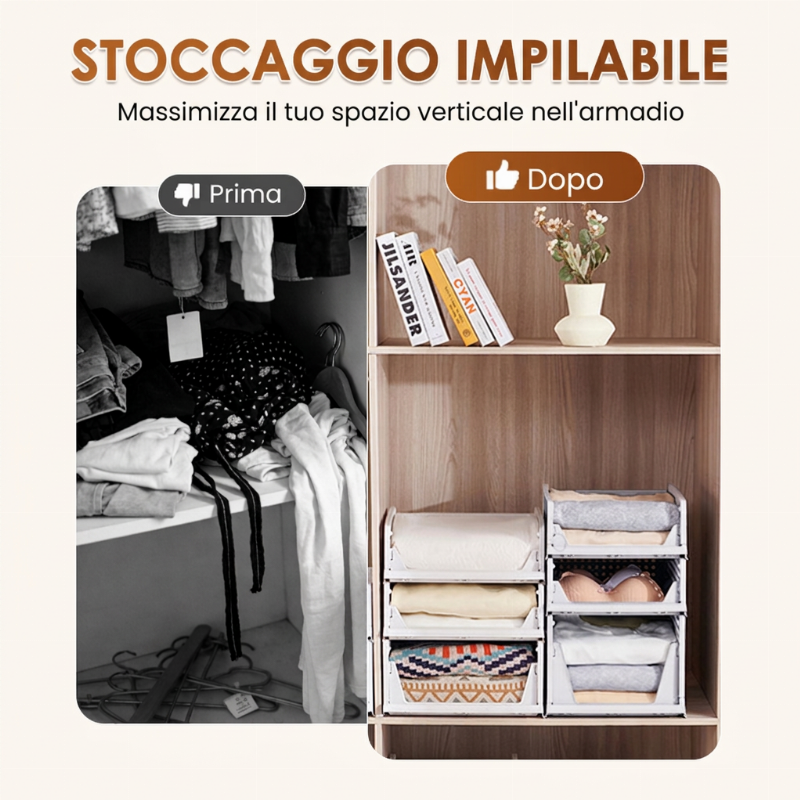 Organizzatore Impilabile per Guardaroba con Cassetto Scorrevole