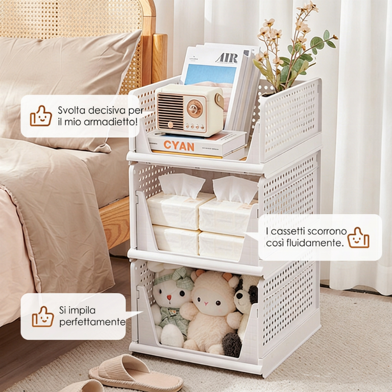 Organizzatore Impilabile per Guardaroba con Cassetto Scorrevole