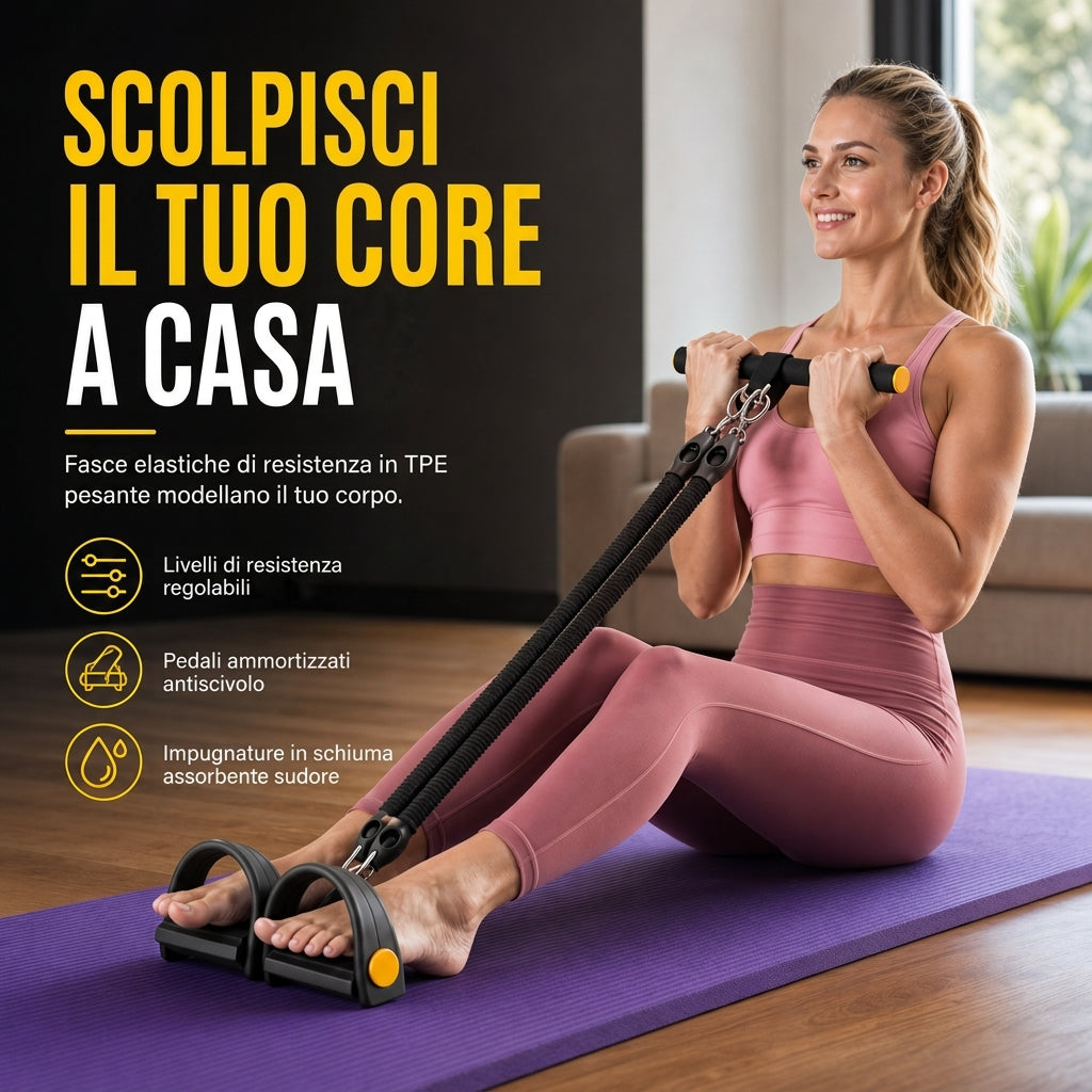 Banda di resistenza multifunzionale per pedane, corda elastica di trazione per esercizi addominali, allenamento domestico, yoga e fitness di Pilates per uomini e donne