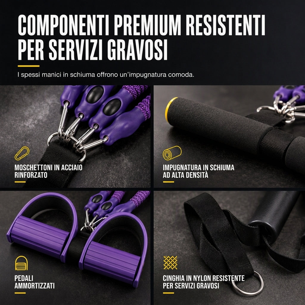Banda di resistenza multifunzionale per pedane, corda elastica di trazione per esercizi addominali, allenamento domestico, yoga e fitness di Pilates per uomini e donne