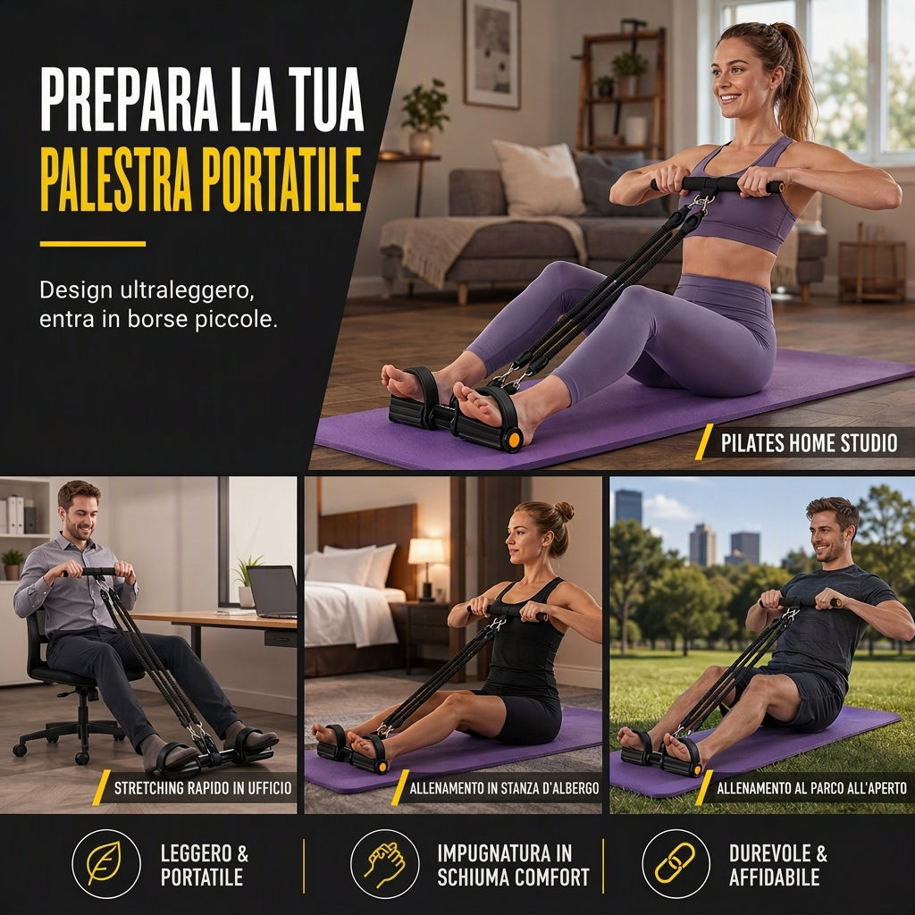 Banda di resistenza multifunzionale per pedane, corda elastica di trazione per esercizi addominali, allenamento domestico, yoga e fitness di Pilates per uomini e donne