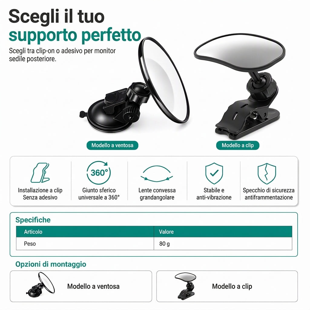 👀 Specchietto ausiliario convesso regolabile