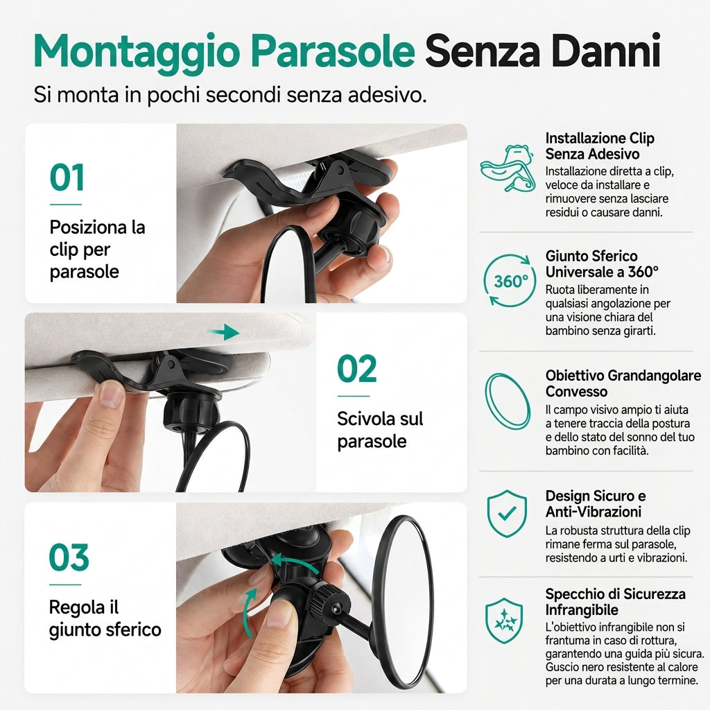 👀 Specchietto ausiliario convesso regolabile