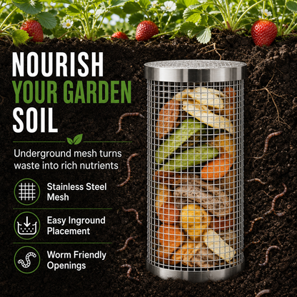 Tubo per compostaggio a lombrichi in acciaio inox per giardini