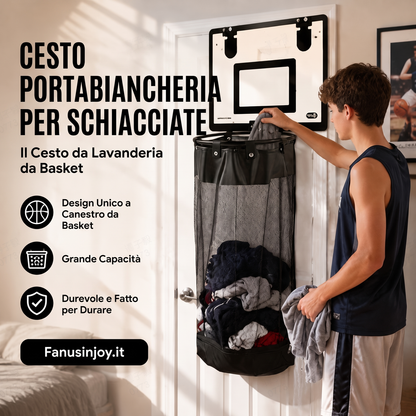 🔥Offerta a tempo limitato! Amerai questo cesto per biancheria!🏀Cesto per biancheria a forma di canestro da basket da appendere alla porta