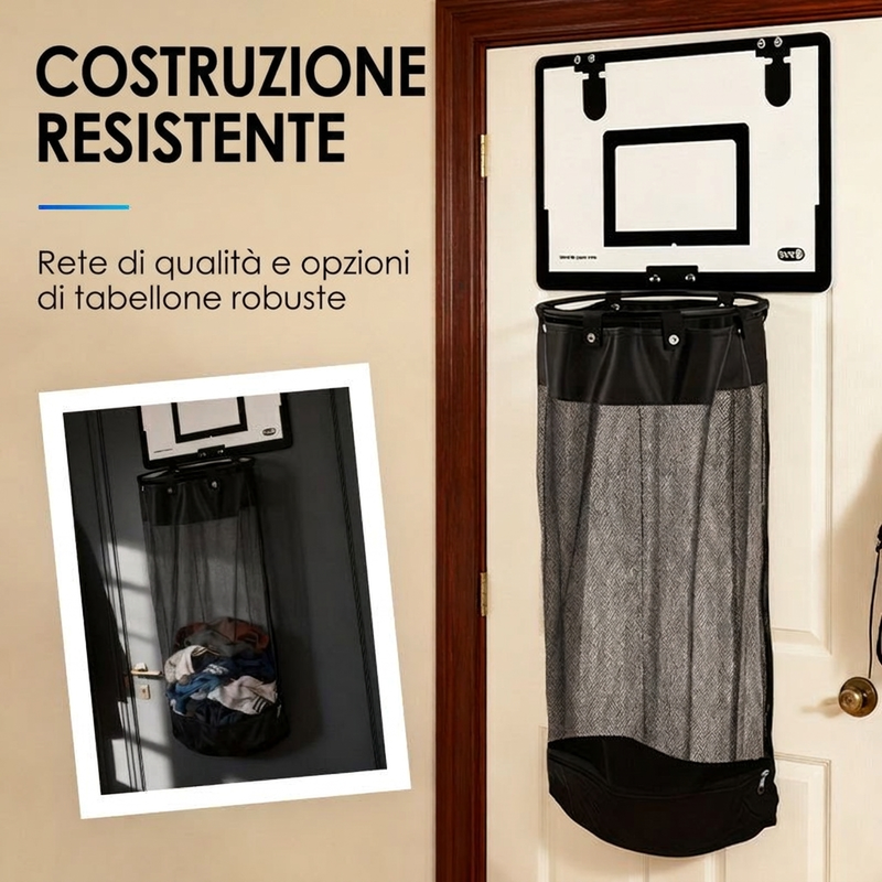🔥Offerta a tempo limitato! Amerai questo cesto per biancheria!🏀Cesto per biancheria a forma di canestro da basket da appendere alla porta