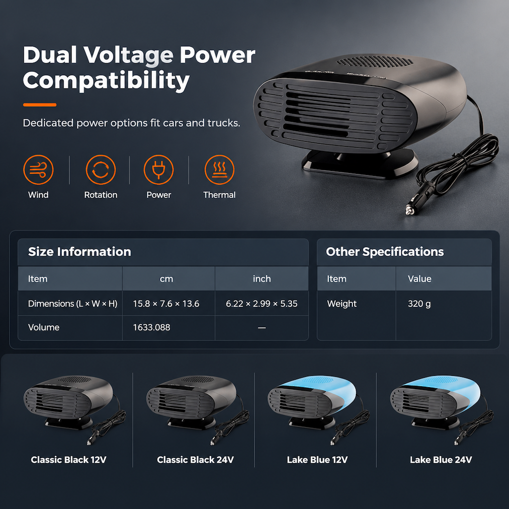 Sbrizza il tuo parabrezza all'istante! Ventola Riscaldante per Auto 12V/24V