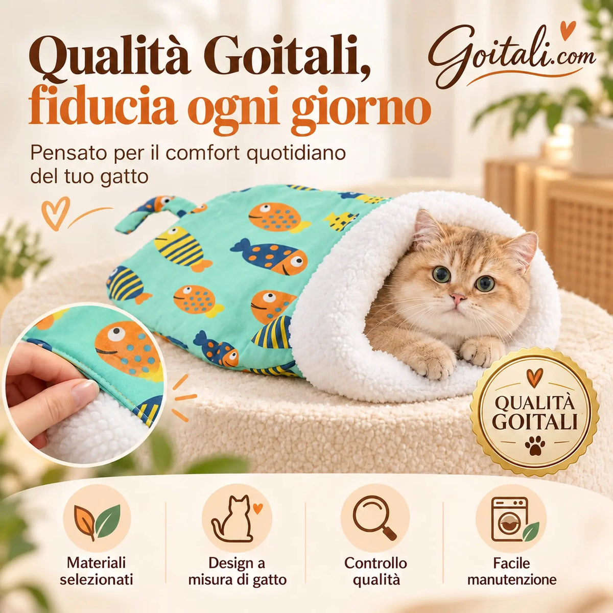 🐾 50% DI SCONTO ORA! 🔥 Cuccia Accogliente per Gatti e Cani - In Peluche e Lavabile in Lavatrice, Perfetta per il Comfort e il Calore del Tuo Animale ✨