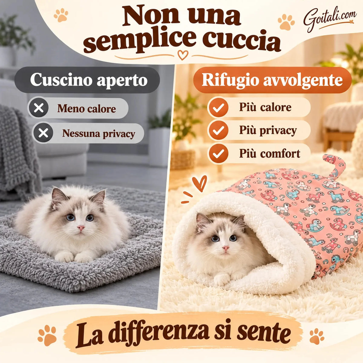 🐾 50% DI SCONTO ORA! 🔥 Cuccia Accogliente per Gatti e Cani - In Peluche e Lavabile in Lavatrice, Perfetta per il Comfort e il Calore del Tuo Animale ✨