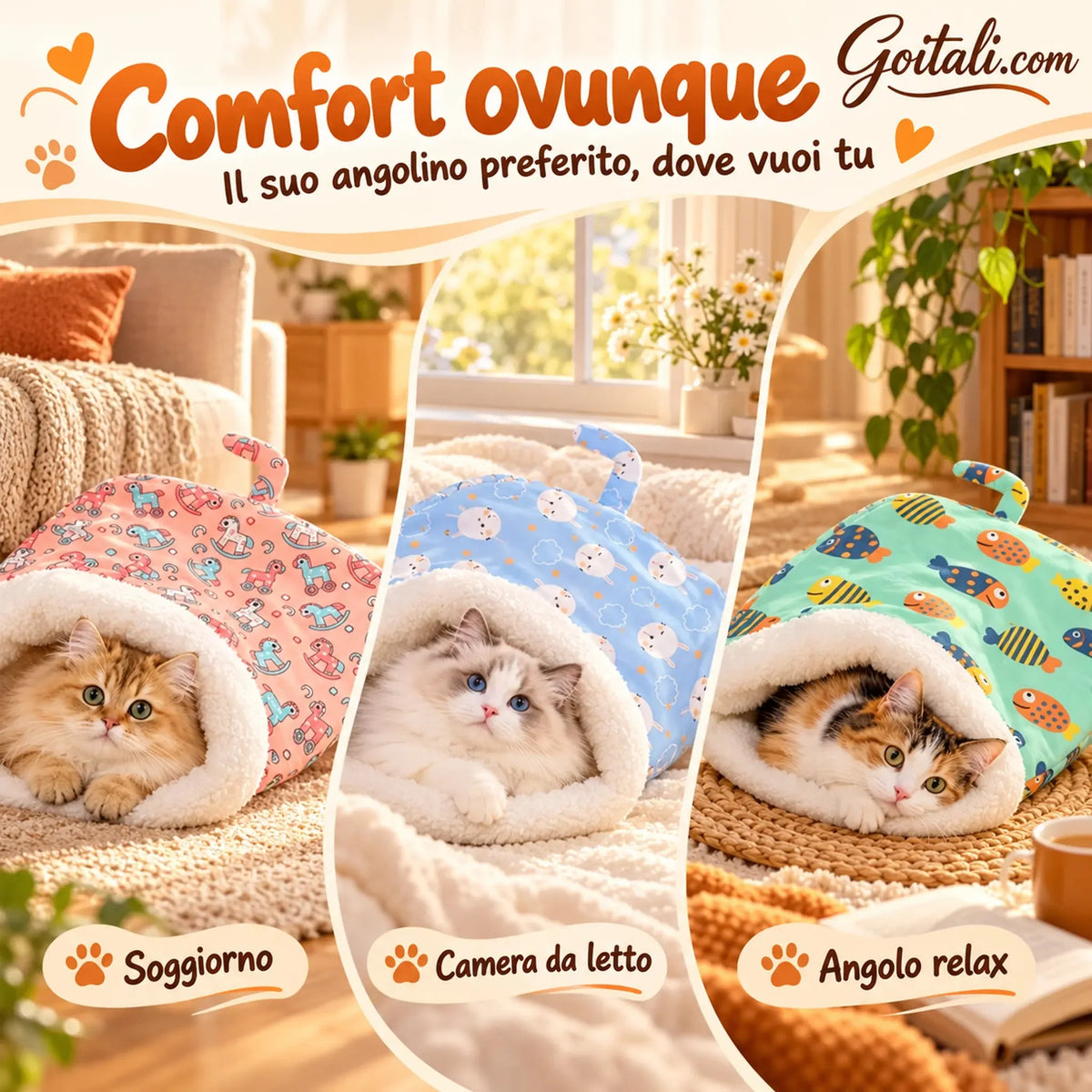 🐾 50% DI SCONTO ORA! 🔥 Cuccia Accogliente per Gatti e Cani - In Peluche e Lavabile in Lavatrice, Perfetta per il Comfort e il Calore del Tuo Animale ✨