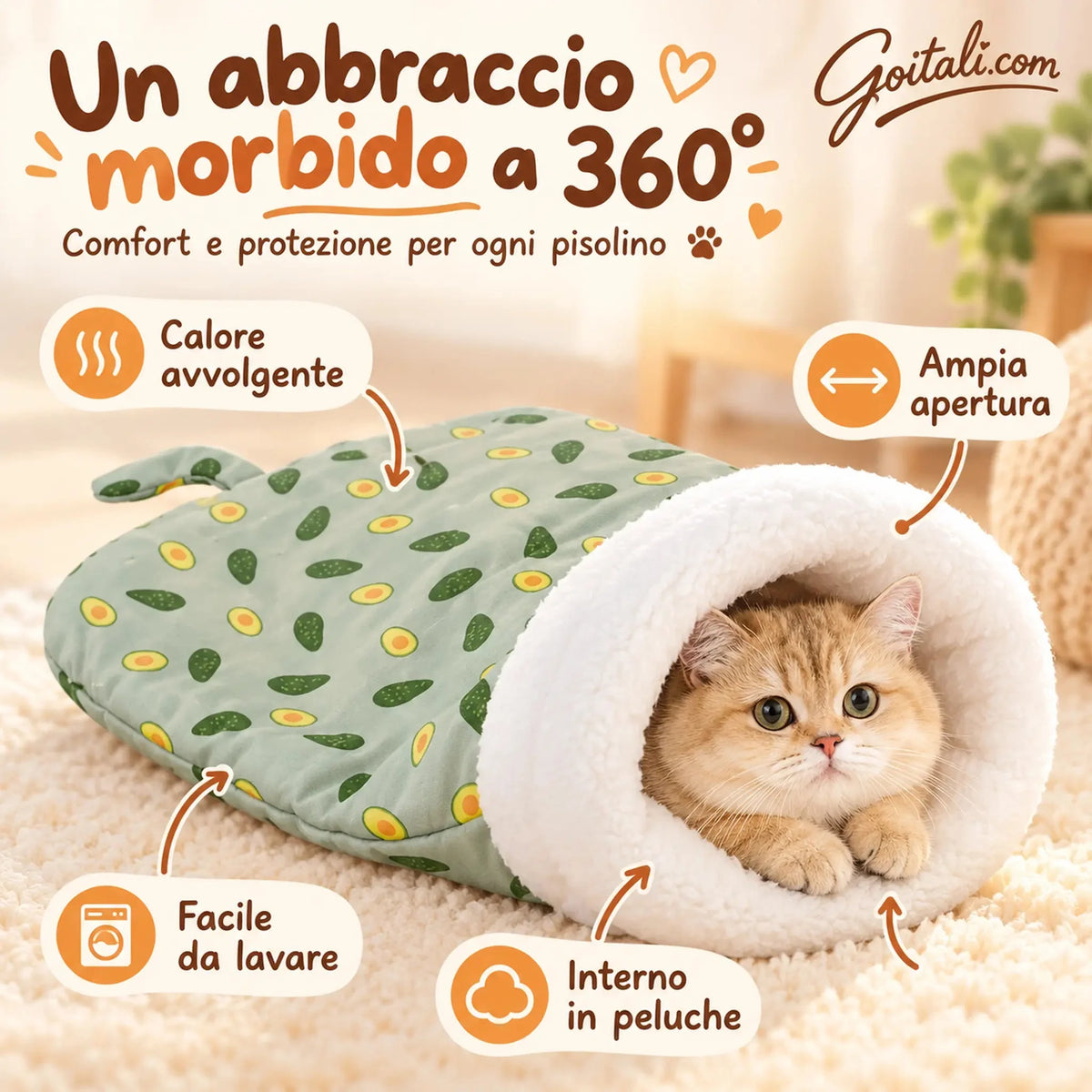 🐾 50% DI SCONTO ORA! 🔥 Cuccia Accogliente per Gatti e Cani - In Peluche e Lavabile in Lavatrice, Perfetta per il Comfort e il Calore del Tuo Animale ✨