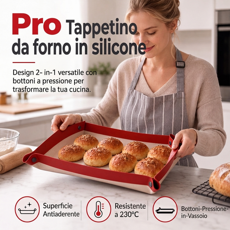 🍪 Tappetino da forno in silicone – Teglia pieghevole antiaderente