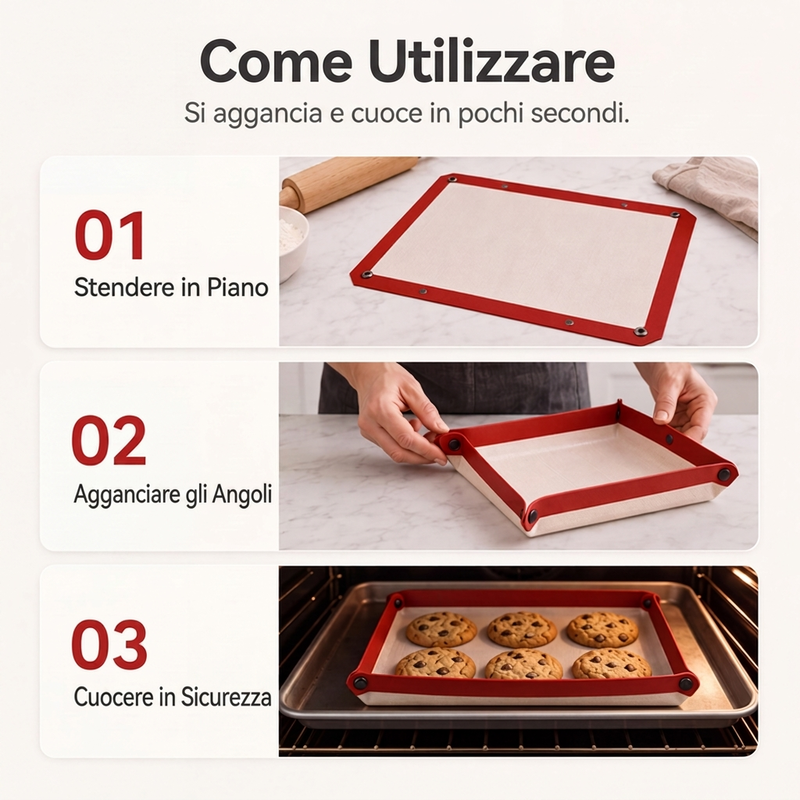🍪 Tappetino da forno in silicone – Teglia pieghevole antiaderente
