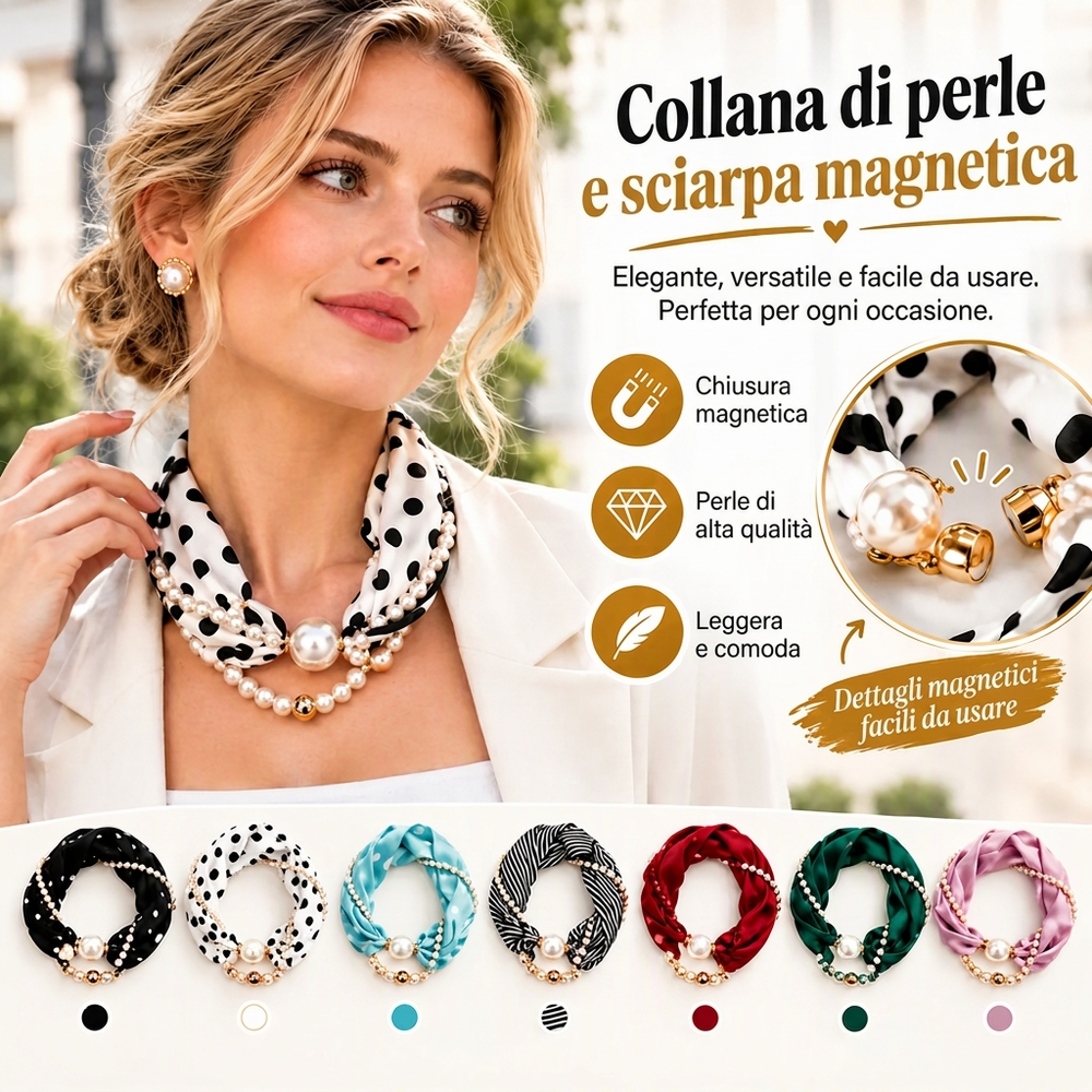 🎁 Nuovi arrivi 2026 con il 50% di sconto 💥 Collana con sciarpa di perle – eleganza senza tempo, fiocco regolabile e gioielli senza piercing 🤍