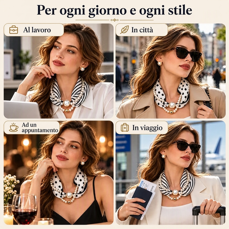 🎁 Nuovi arrivi 2026 con il 50% di sconto 💥 Collana con sciarpa di perle – eleganza senza tempo, fiocco regolabile e gioielli senza piercing 🤍
