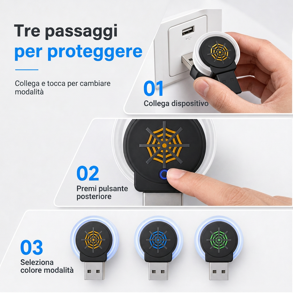 Repellente ultrasonico portatile per parassiti tramite USB