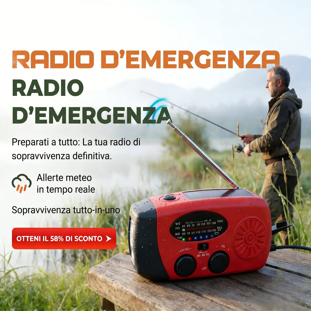 📻 -50% DI SCONTO SUBITO!🔋Radio solare di emergenza portatile multifunzione⚡