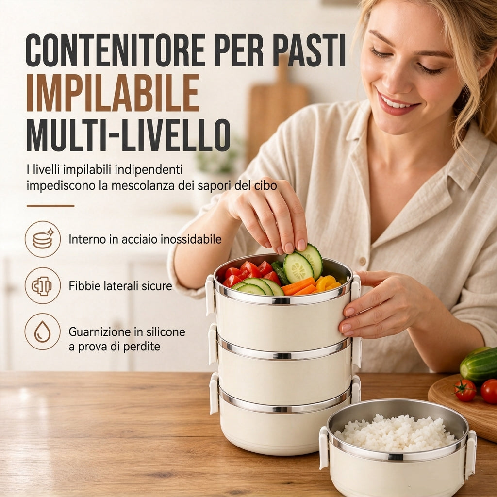 Portapranza isolato impilabile a più strati