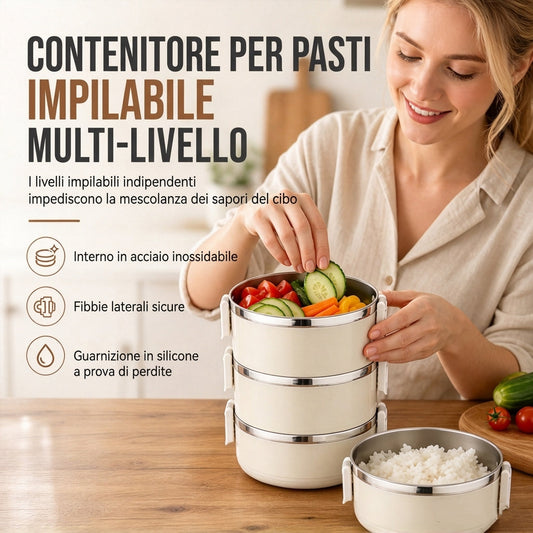 Portapranza isolato impilabile a più strati