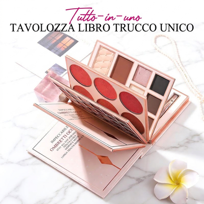 💄SUBITO IL 50% DI SCONTO!🥳🥳 Palette Trucco Tutto in Uno – Kit Multistrato per Ombretti, Fard, Contouring e Illuminante, Libro Trucco Pieghevole e Portatile per Il Trucco Quotidiano e da Sera