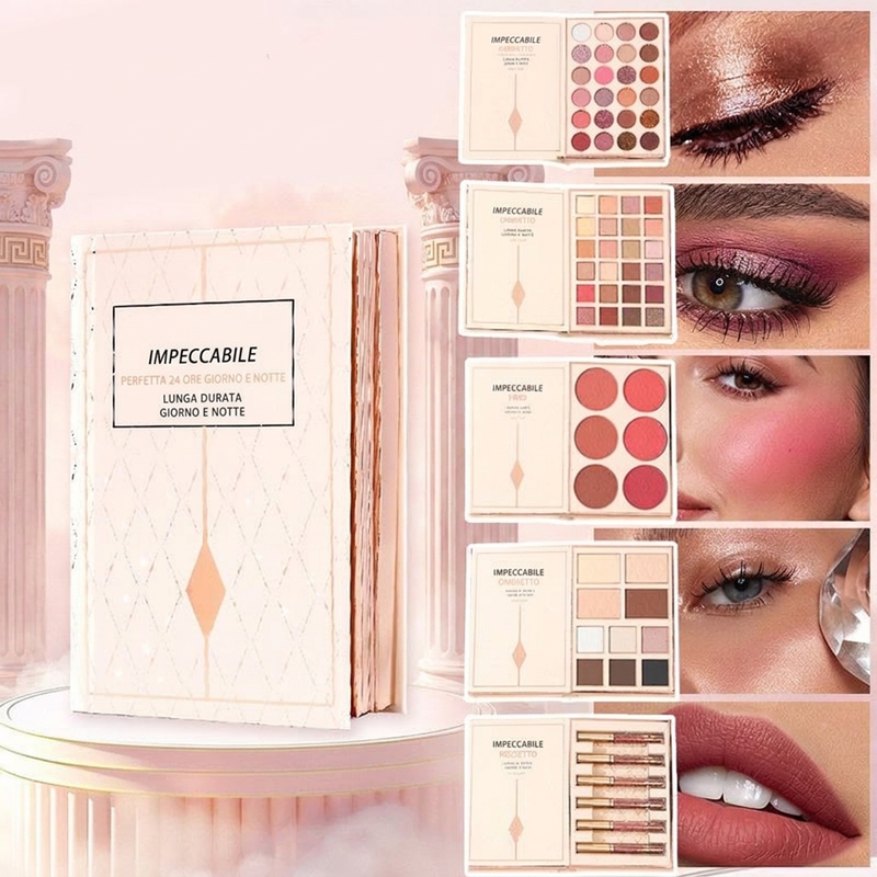 💄SUBITO IL 50% DI SCONTO!🥳🥳 Palette Trucco Tutto in Uno – Kit Multistrato per Ombretti, Fard, Contouring e Illuminante, Libro Trucco Pieghevole e Portatile per Il Trucco Quotidiano e da Sera