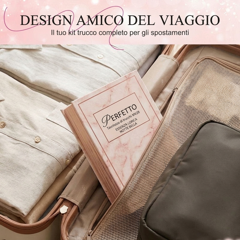 💄SUBITO IL 50% DI SCONTO!🥳🥳 Palette Trucco Tutto in Uno – Kit Multistrato per Ombretti, Fard, Contouring e Illuminante, Libro Trucco Pieghevole e Portatile per Il Trucco Quotidiano e da Sera