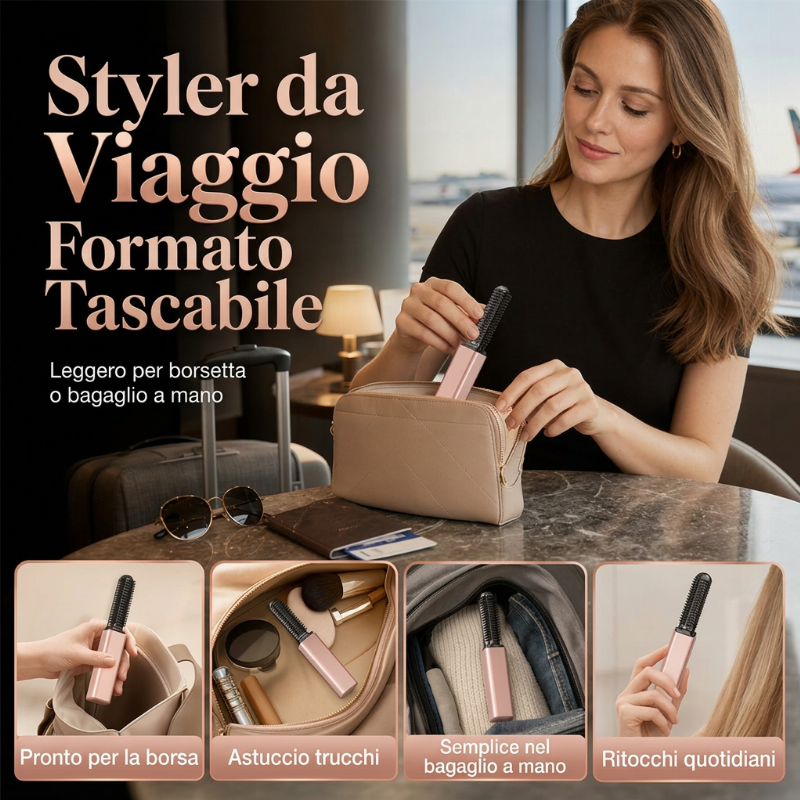 🏆 Prezzo speciale dell'ultimo giorno con il 50% di sconto! 💁 Pettine portatile mini senza fili per lo styling Bang 👩 Modellare i capelli in 3 secondi!