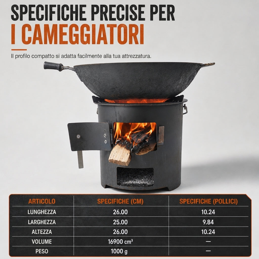 Fornello portatile multifunzione a legna e carbone con piano cottura resistente alla ruggine, per cucinare e riscaldarsi durante il barbecue in campeggio all'aperto